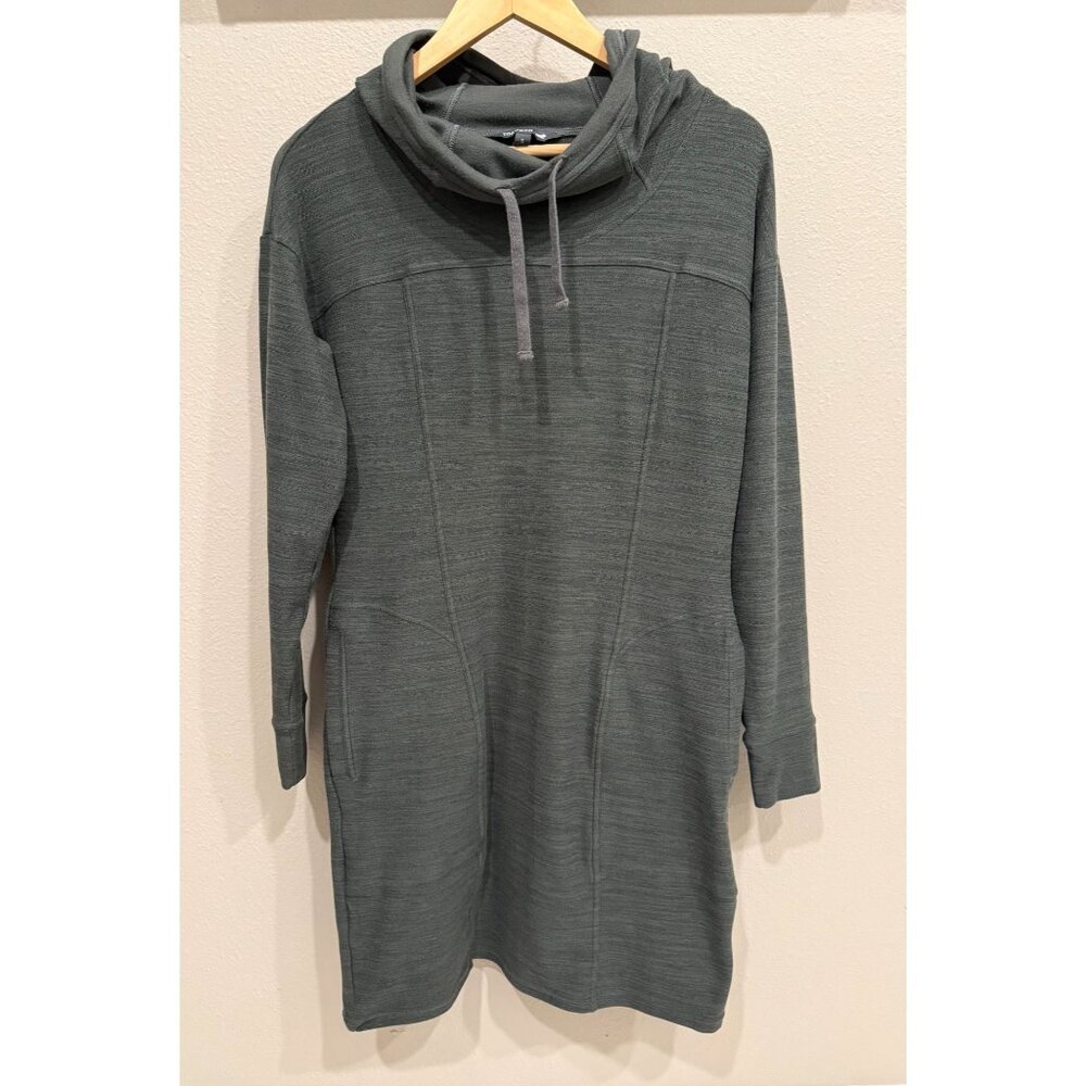 Toad & Co Women's Intermosso Gray Hooded Dress Small Long Sleeves Pockets Cozy